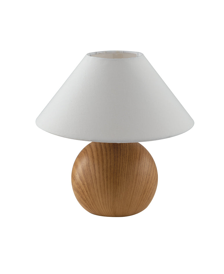Lampada da tavolo PINO in ceramica effetto legno naturale e paralume in tessuto - FT-FeelThe