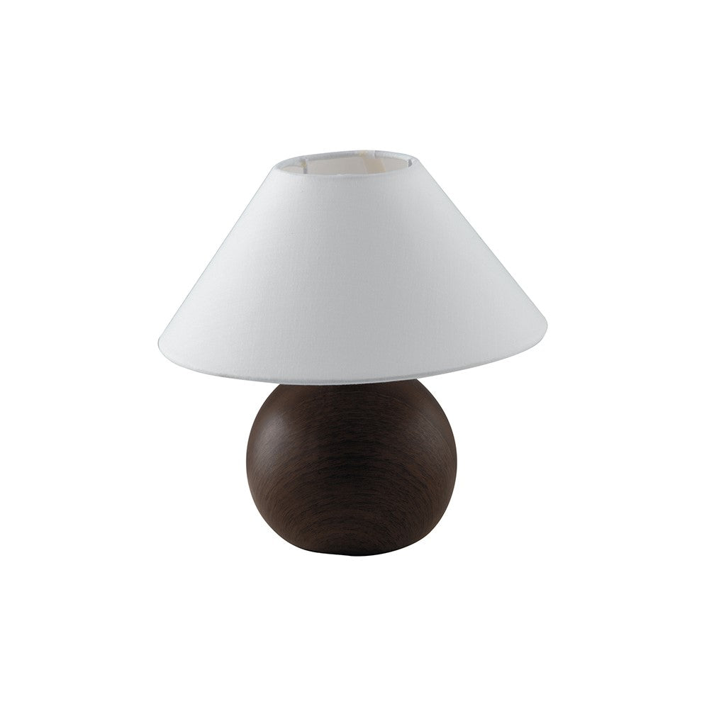 Lampada da tavolo PINO in ceramica effetto legno scuro e paralume in tessuto - FT-FeelThe