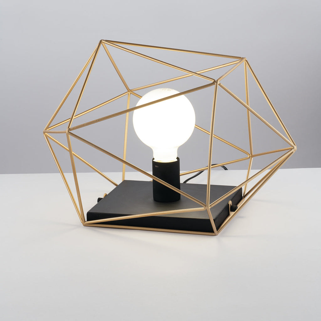Lampada da tavolo ABRAXAS nera e oro in metallo dal design geometrico - FT-FeelThe