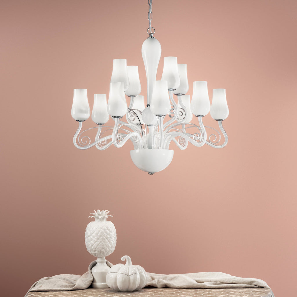 Lampadario a sospensione ANGEL in vetro soffiato, 12 luci - FT-FeelThe
