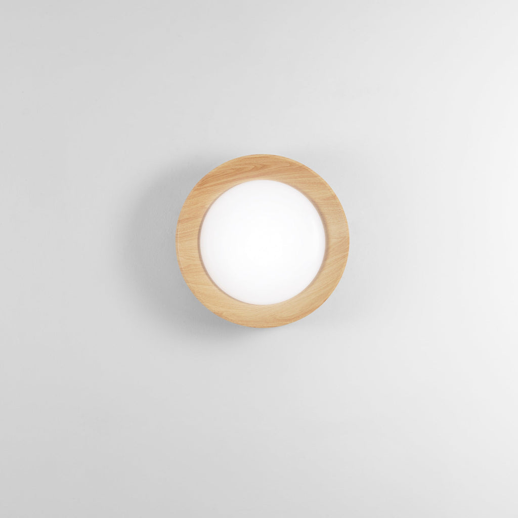 Plafoniera ARKA metallo nero o bianco, con interno dall'effetto legno - FT-FeelThe