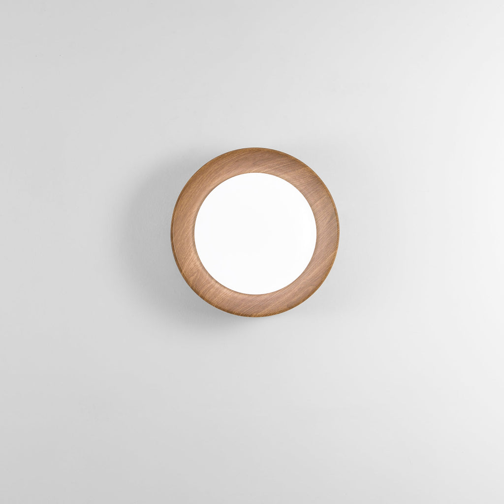 Plafoniera ARKA metallo nero o bianco, con interno dall'effetto legno - FT-FeelThe