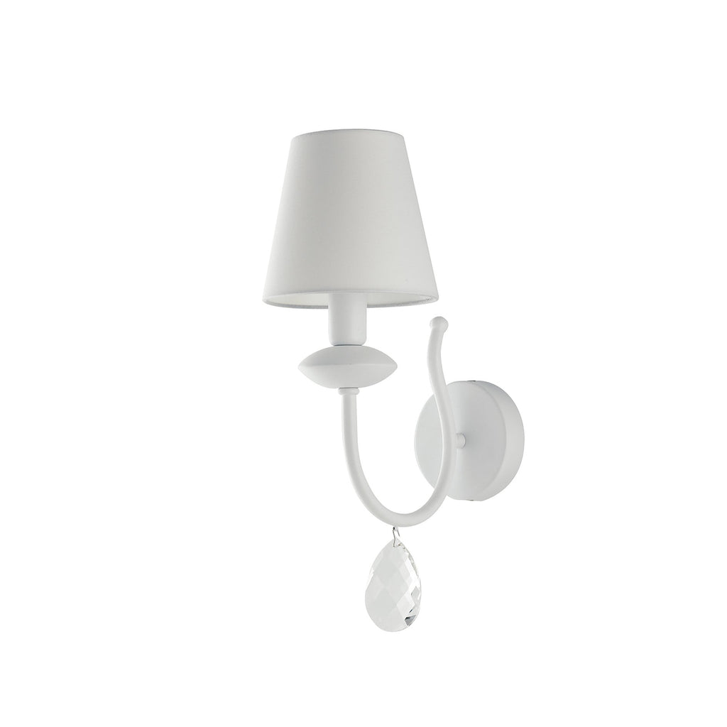 Applique ARTHUR in metallo, cristalli K9 e paralume in tessuto bianco - FT-FeelThe