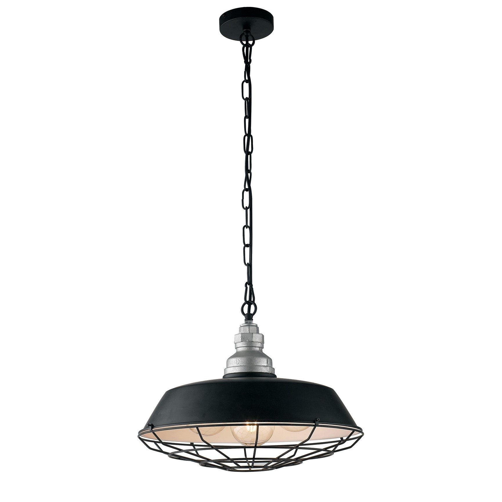 Lampadario a sospensione BAZAR in metallo nero, alluminio silver e interno bianco - FT-FeelThe