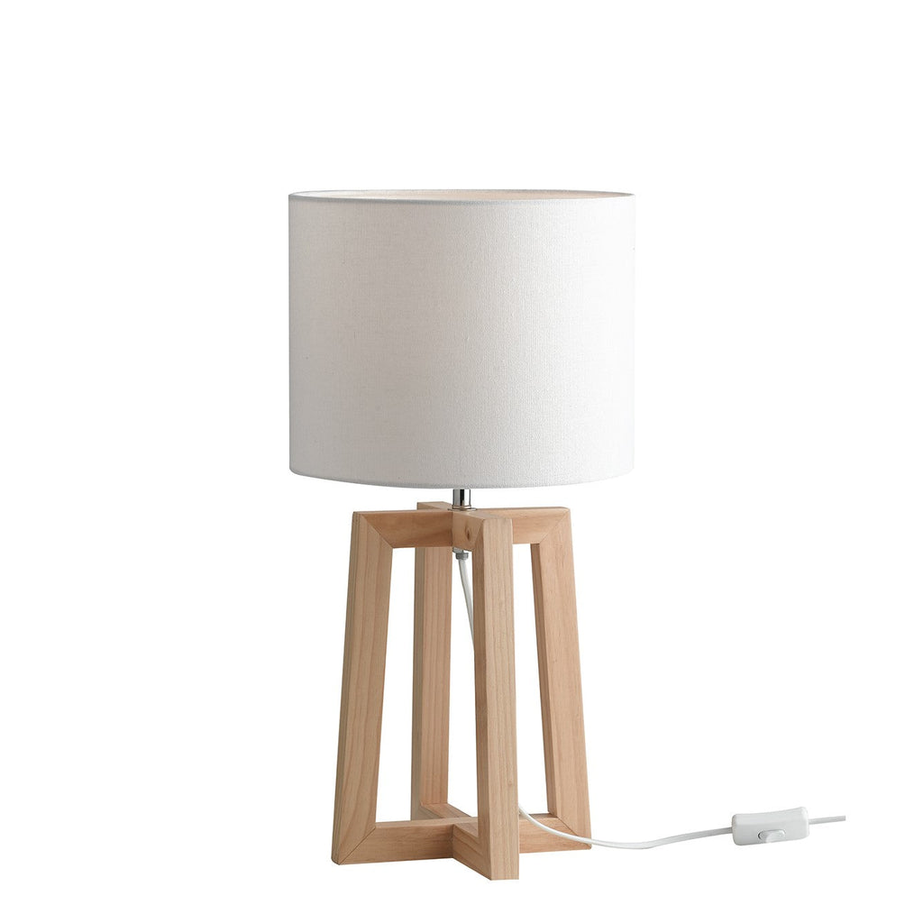 Lampada da tavolo BERRY in legno naturale e paralume in tessuto - FT-FeelThe