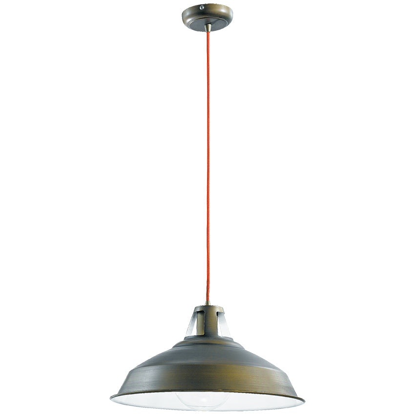 Lampadario a sospensione Bogotà in metallo antichizzato e cavo in tessuto nero (1XE27) - FT-FeelThe