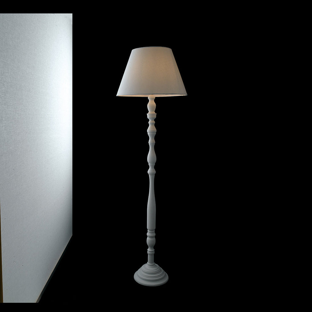 Piantana BOURLESQUE in legno bianco con paralume in tessuto - FT-FeelThe