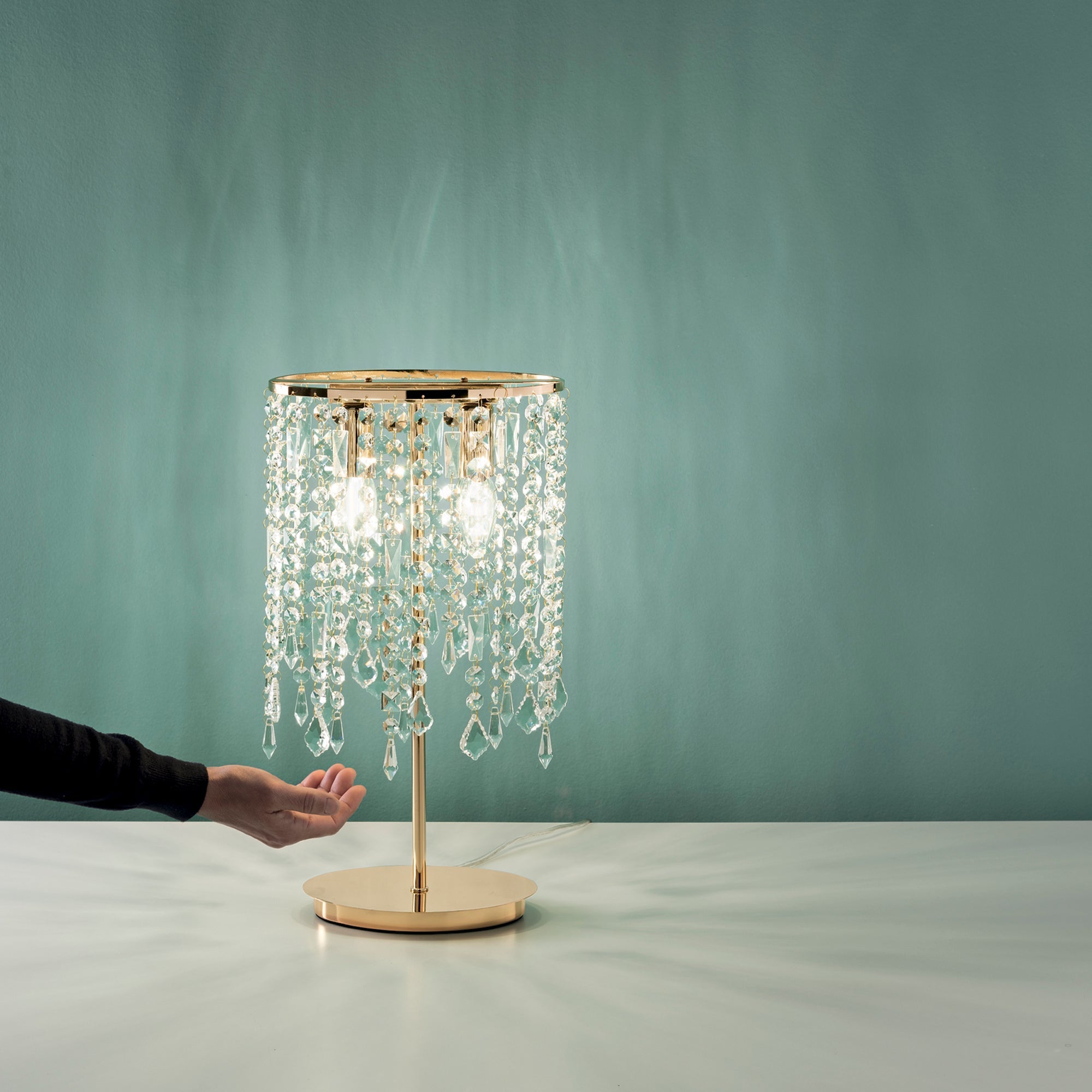 Lampada da tavolo oro BREEZE in metallo e cristalli - FT-FeelThe