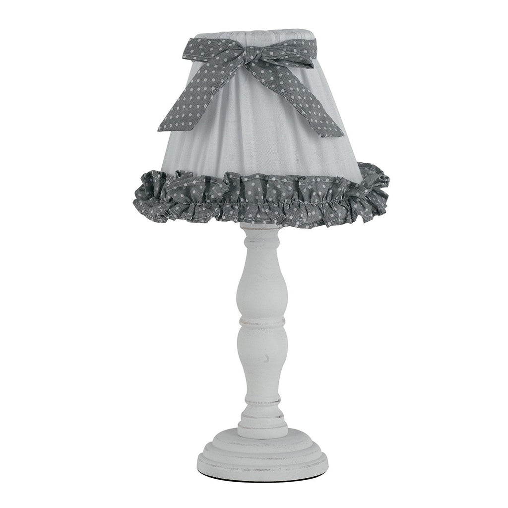 Lumetto CANDY in legno bianco e paralume in tessuto bianco - FT-FeelThe