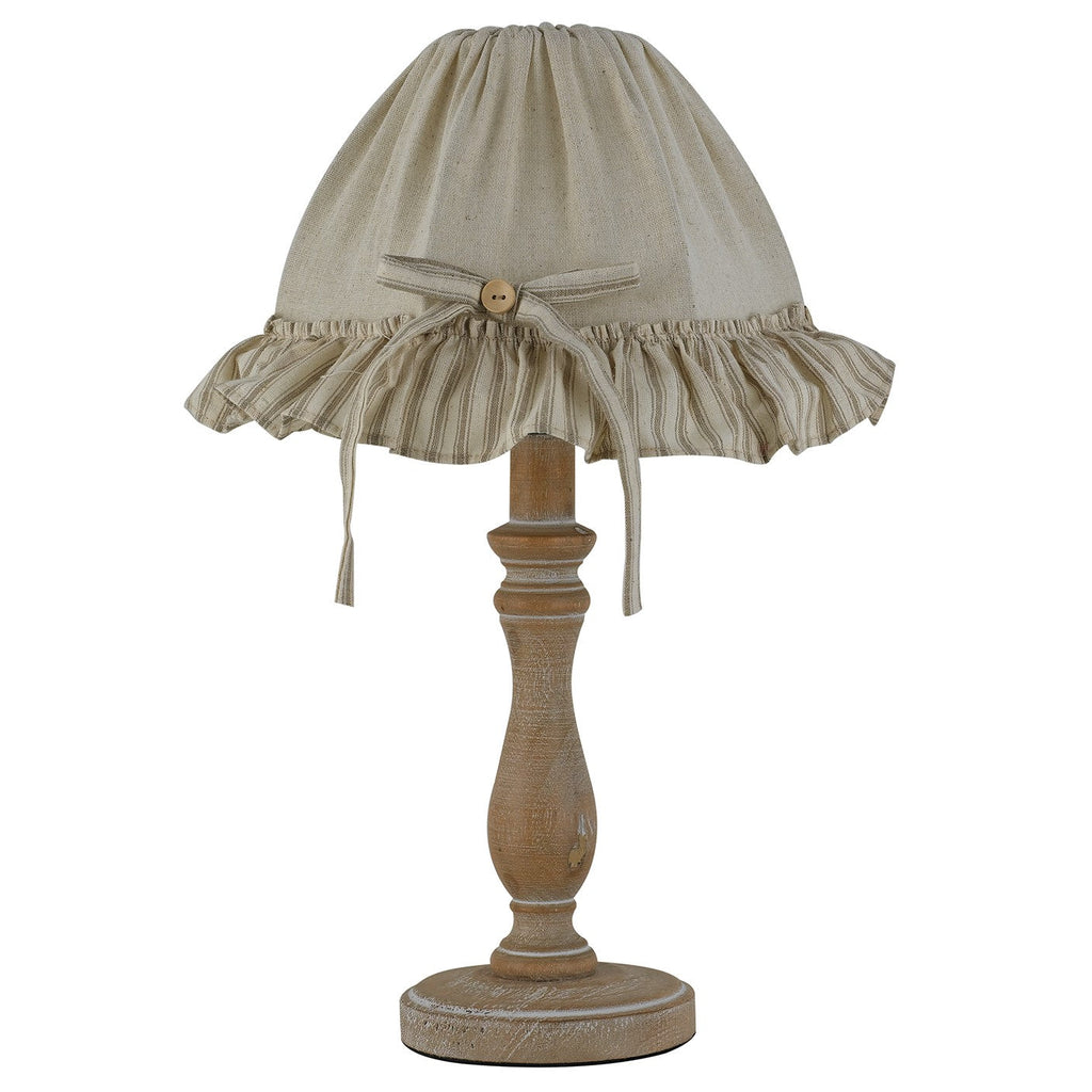 Lampada da tavolo CHERRY in legno naturale e paralume in tessuto sabbia - FT-FeelThe