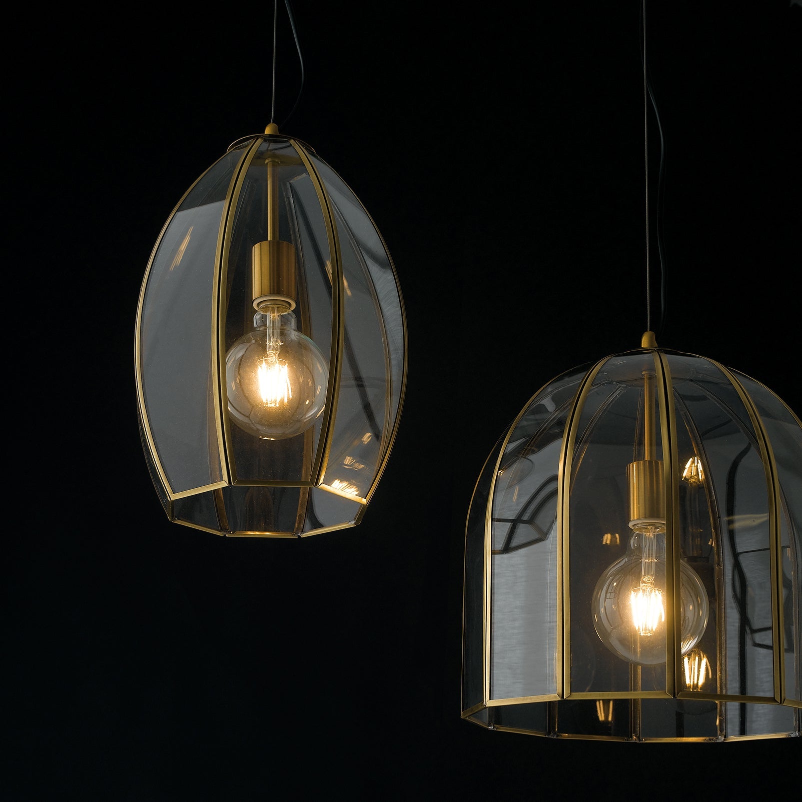 Lampadario a sospensione CHESTER in vetro e ottone - FT-FeelThe