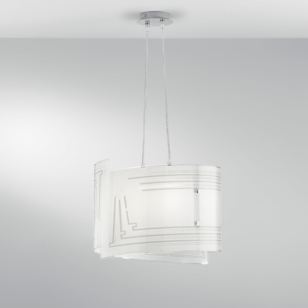 Lampadario a sospensione CONCEPT in vetro curvo con decoro graniglia - FT-FeelThe
