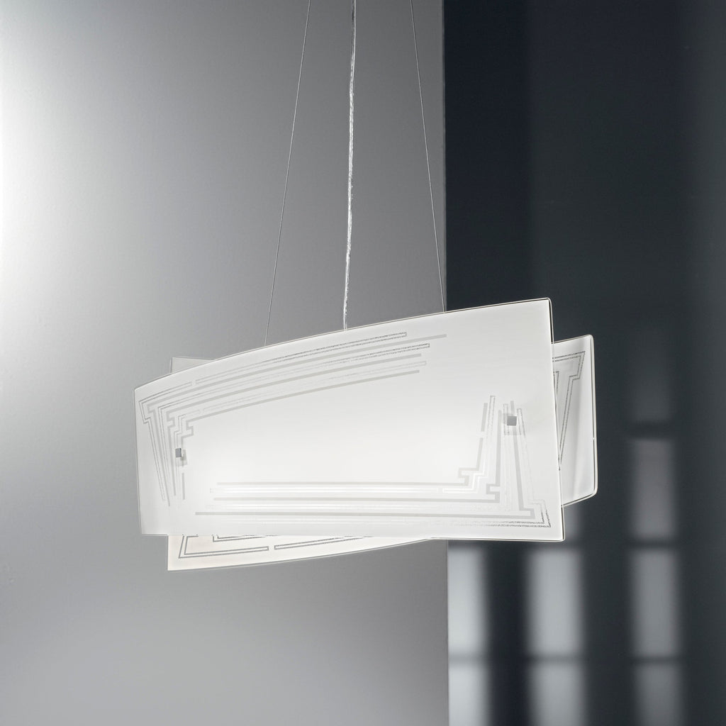 Lampadario a sospensione CONCEPT in vetro curvo con decoro graniglia - FT-FeelThe