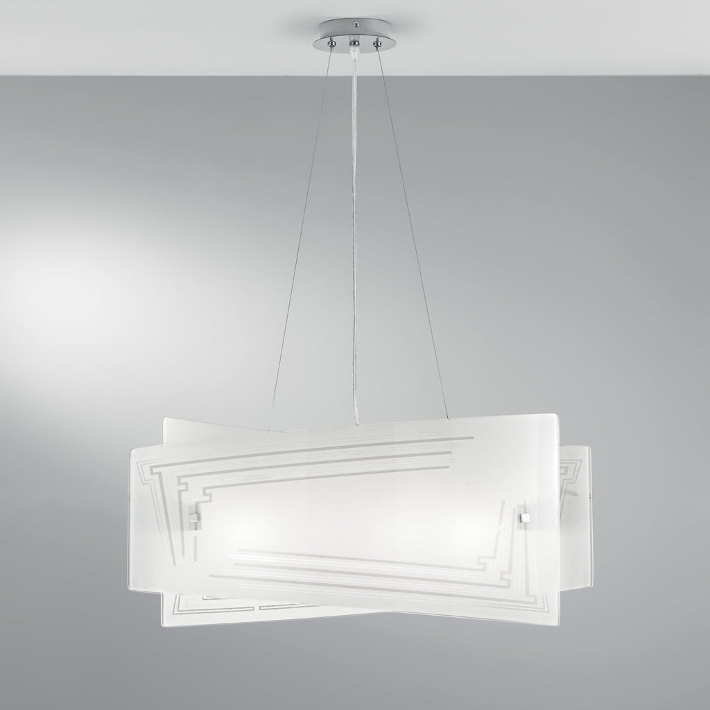 Lampadario a sospensione CONCEPT in vetro curvo con decoro graniglia - FT-FeelThe
