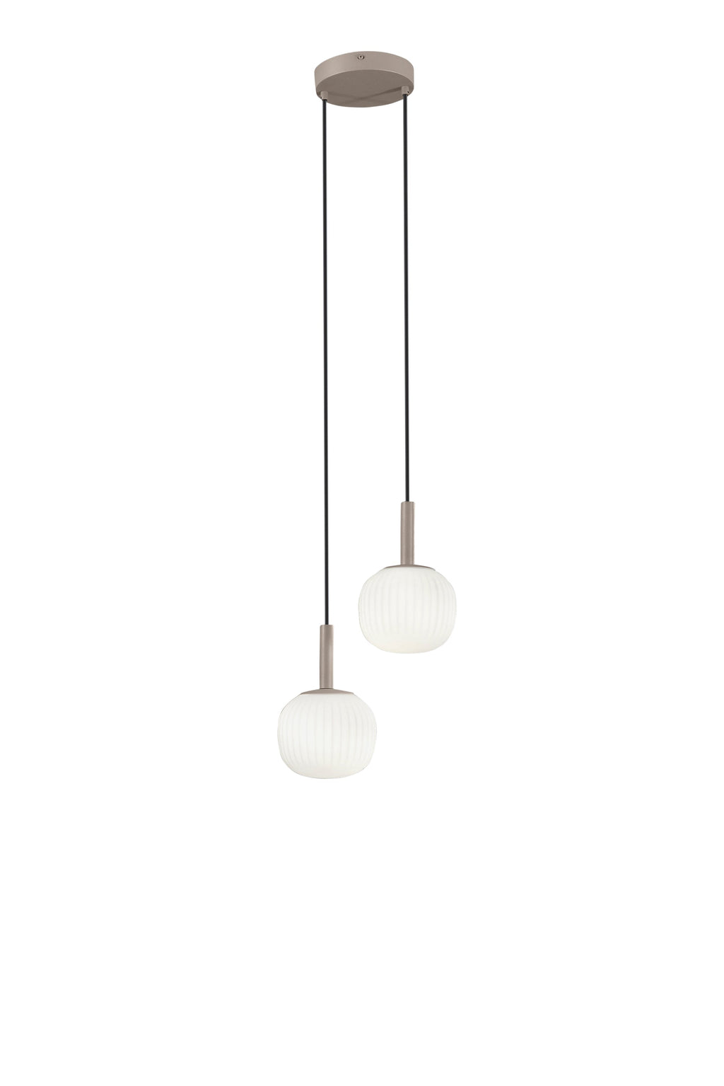 Sospensione e lume ERIS in metallo marrone sabbia e vetro bianco latte | FT Feel The