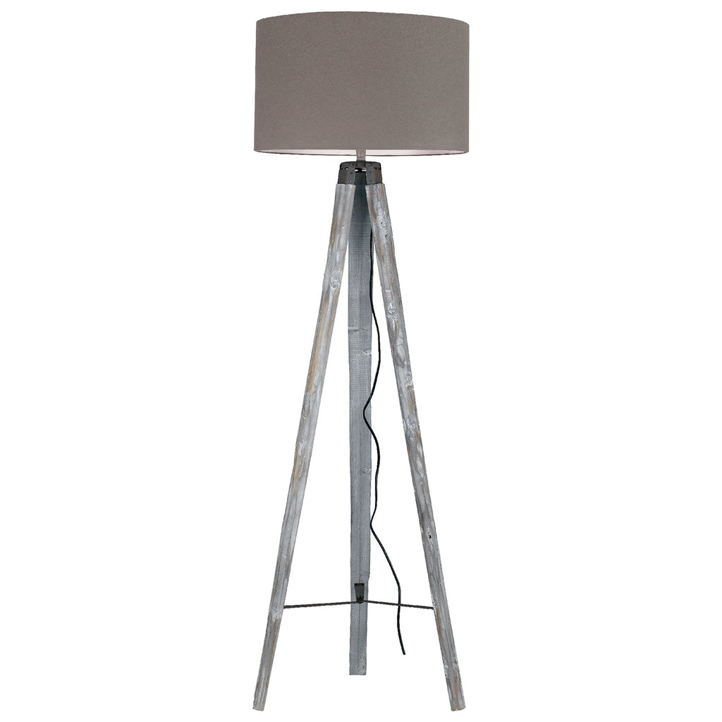 Piantana GALLERY con cavalletto in legno rovere miele e paralume in tessuto bianco - FT-FeelThe