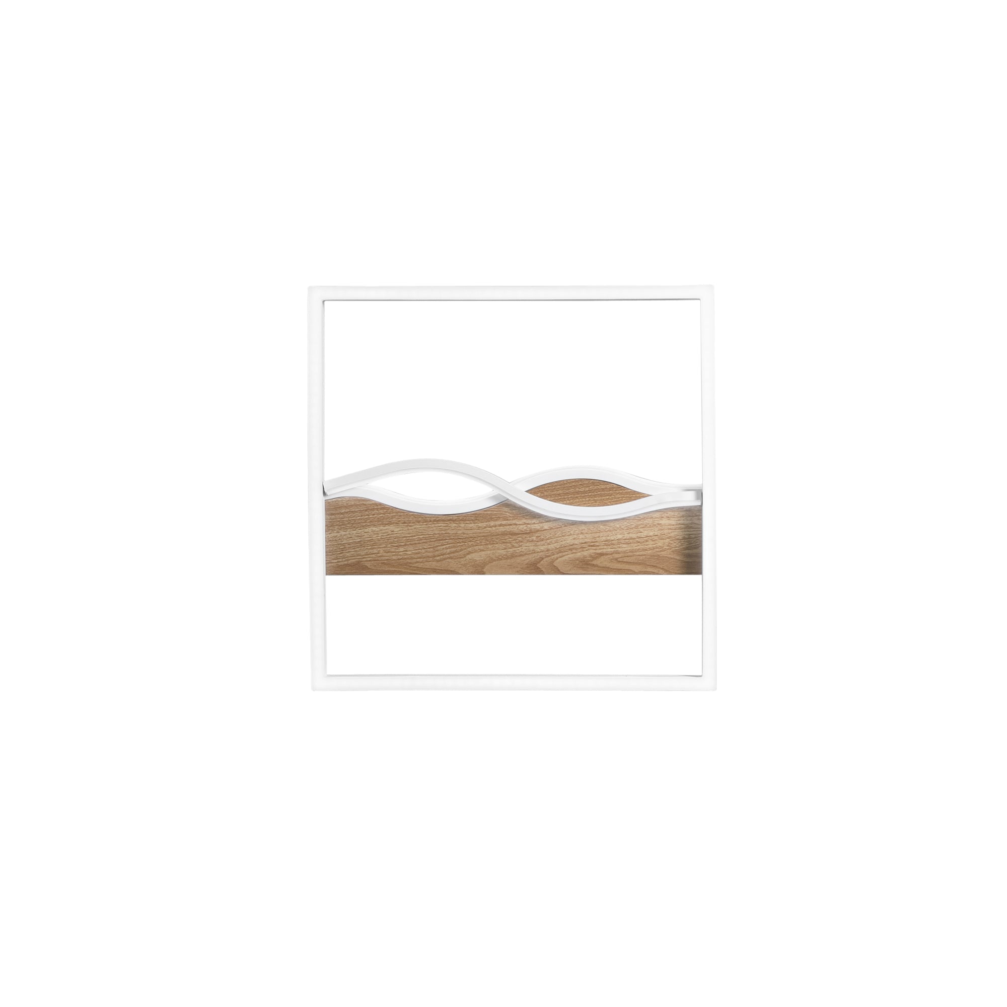 Plafoniera LED HAWAII tonda in metallo con base effetto legno con interruttore CCT - FT-FeelThe