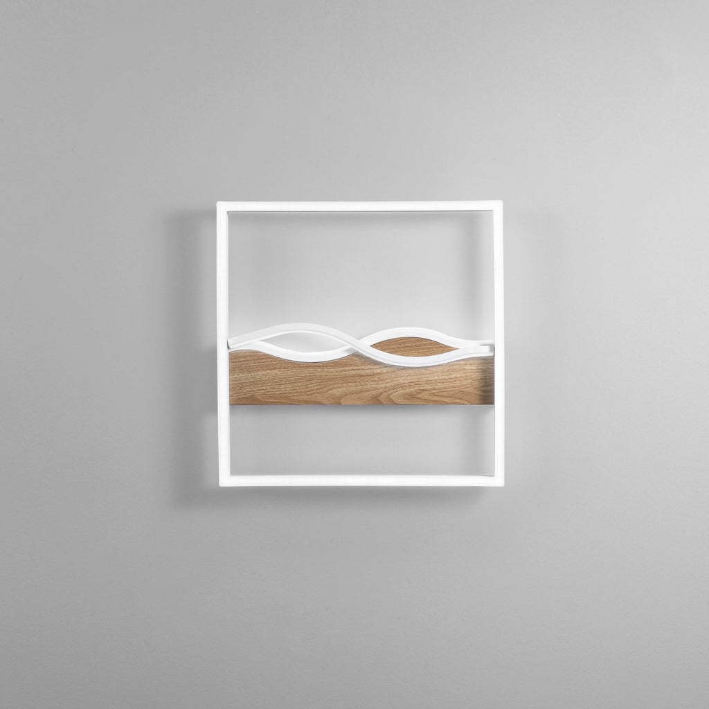 Plafoniera LED HAWAII tonda in metallo con base effetto legno con interruttore CCT - FT-FeelThe