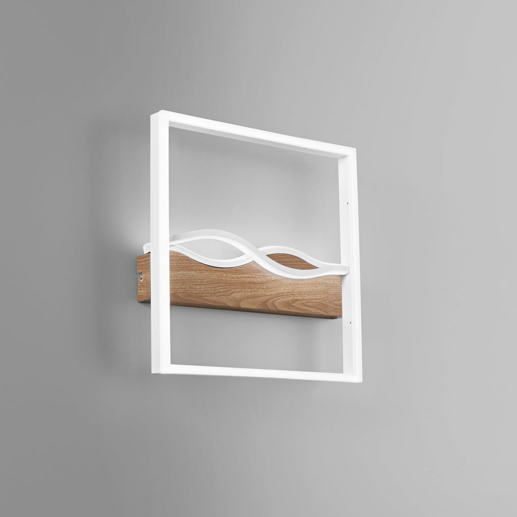 Plafoniera LED HAWAII tonda in metallo con base effetto legno con interruttore CCT - FT-FeelThe