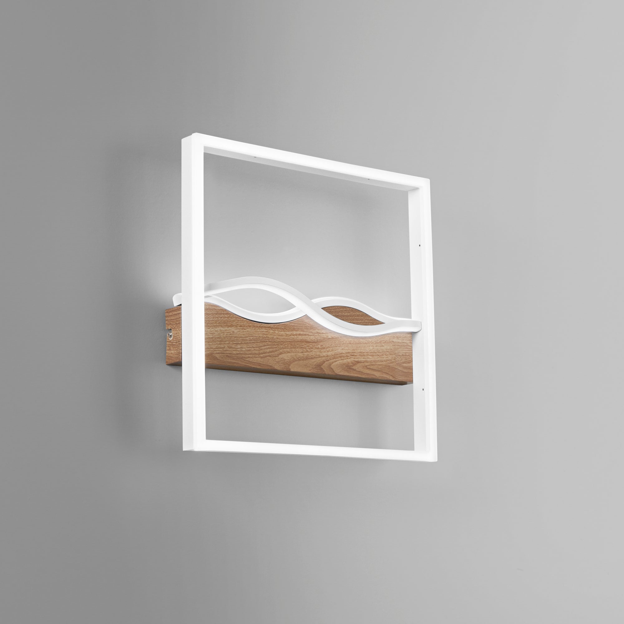 Plafoniera LED HAWAII tonda in metallo con base effetto legno con interruttore CCT - FT-FeelThe
