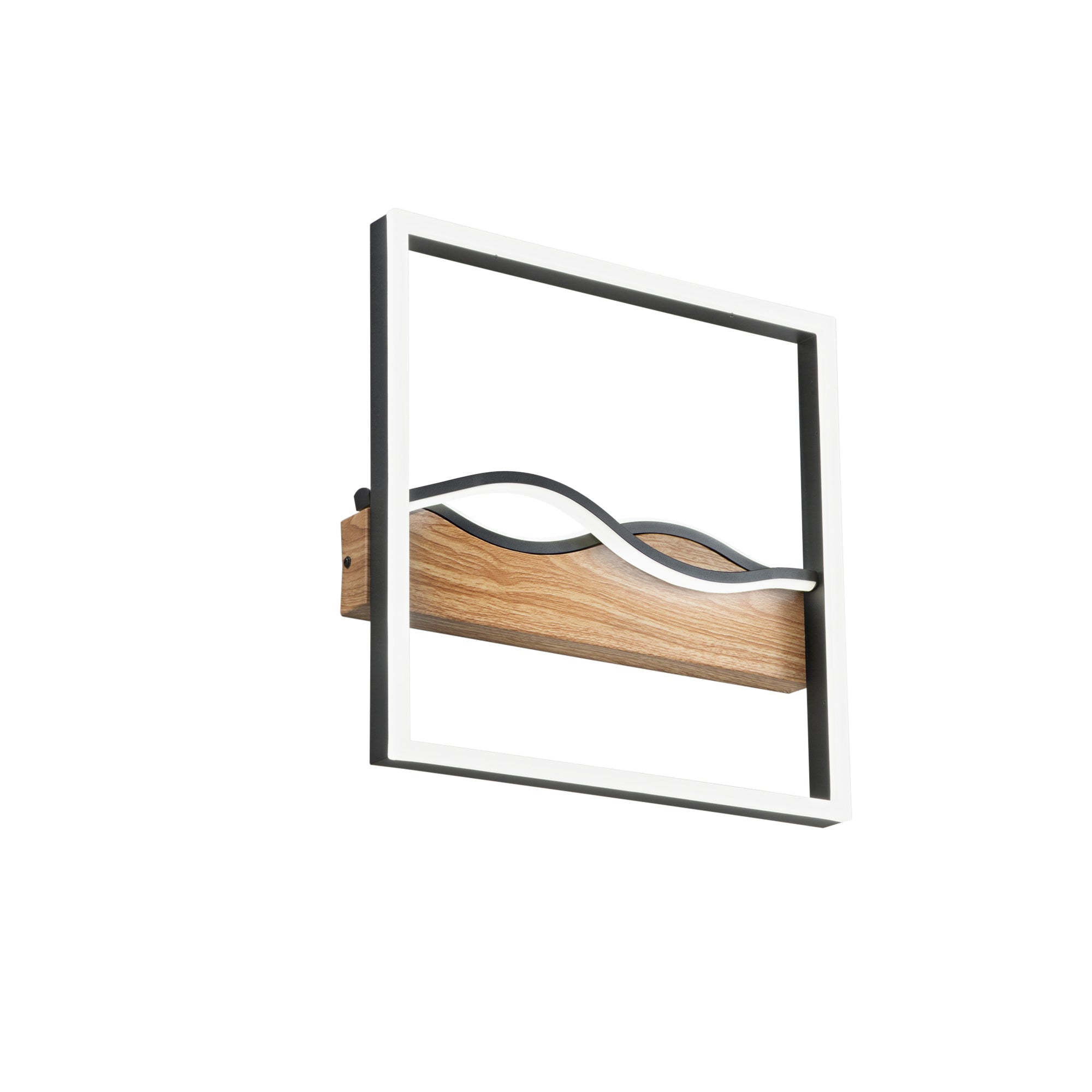 Plafoniera LED HAWAII tonda in metallo con base effetto legno con interruttore CCT - FT-FeelThe