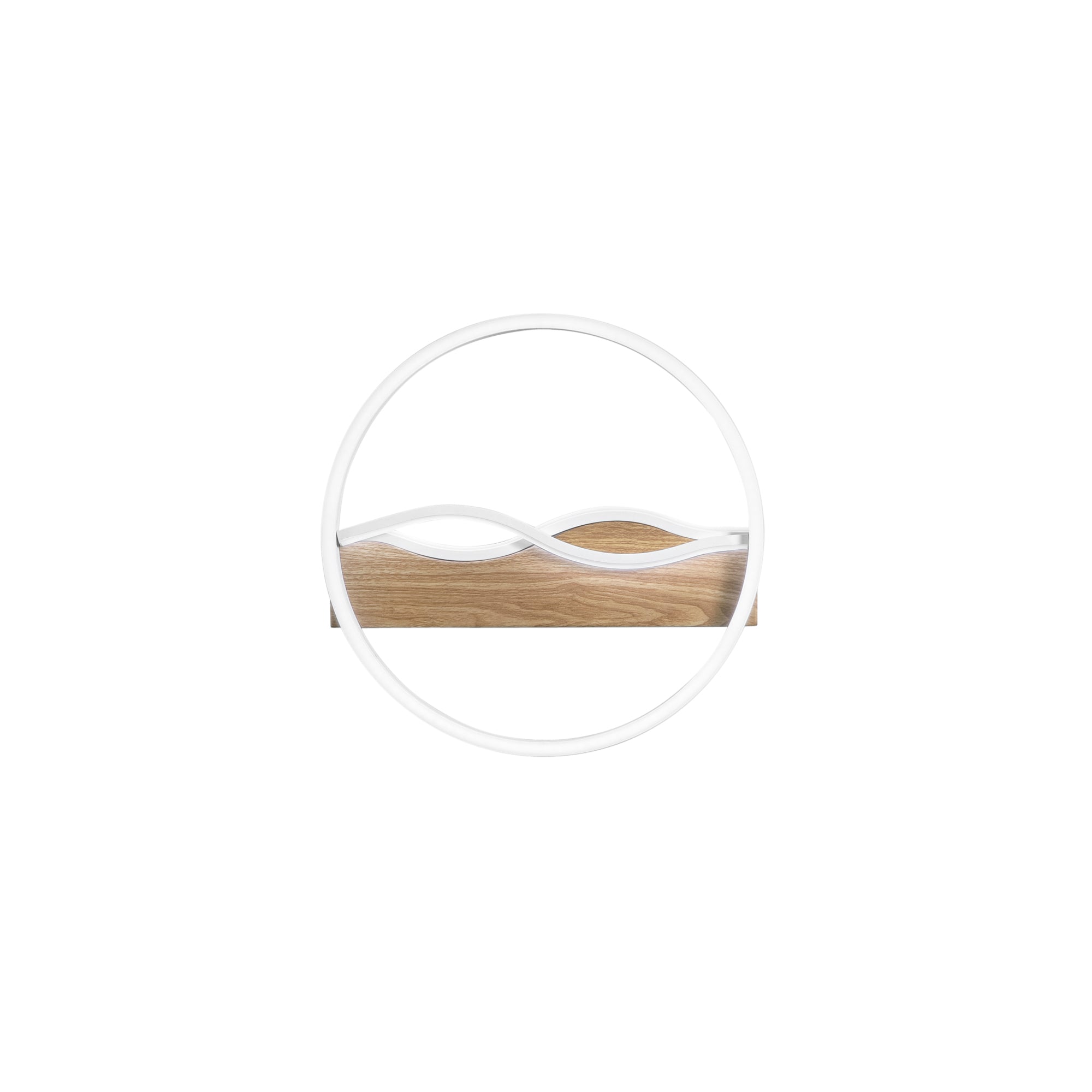 Plafoniera LED HAWAII tonda in metallo con base effetto legno con interruttore CCT - FT-FeelThe