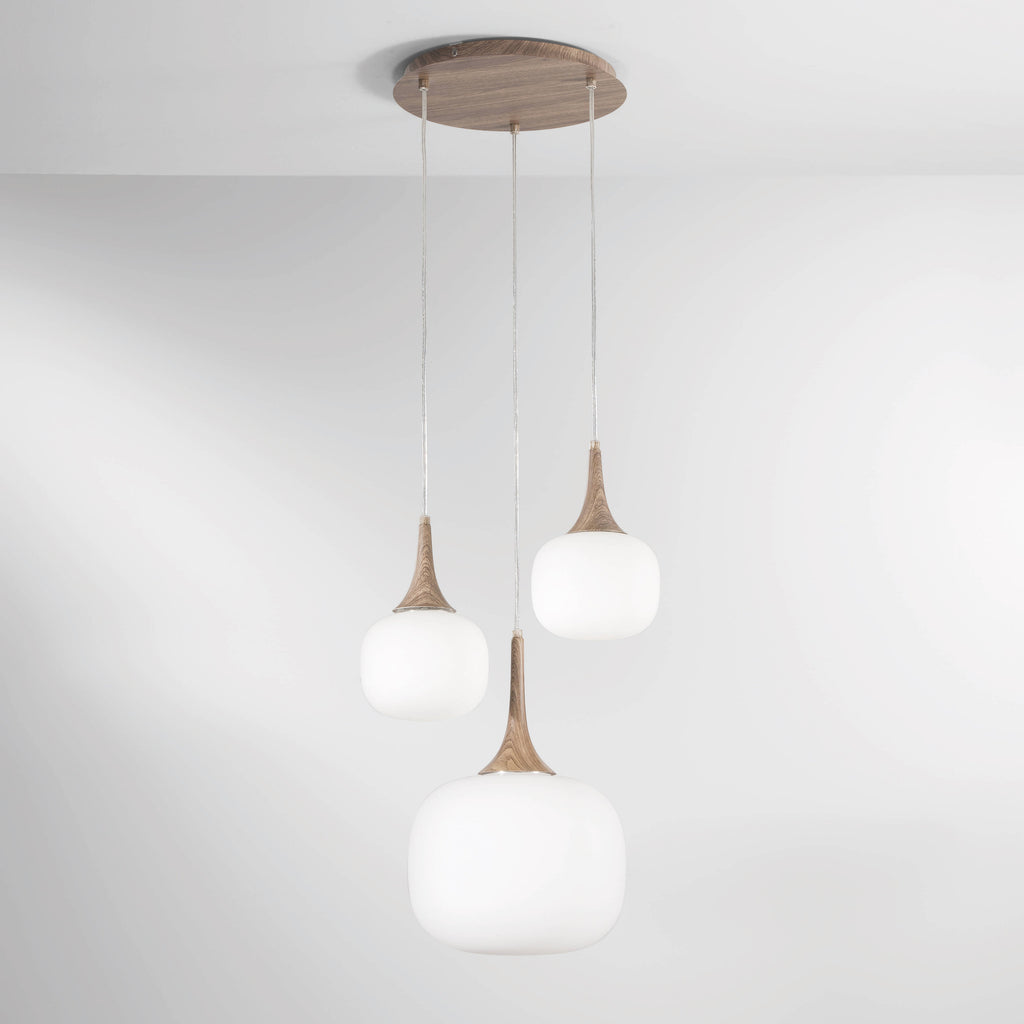 Sospensione JAIPUR in metallo con tre diffusori in vetro - FT-FeelThe