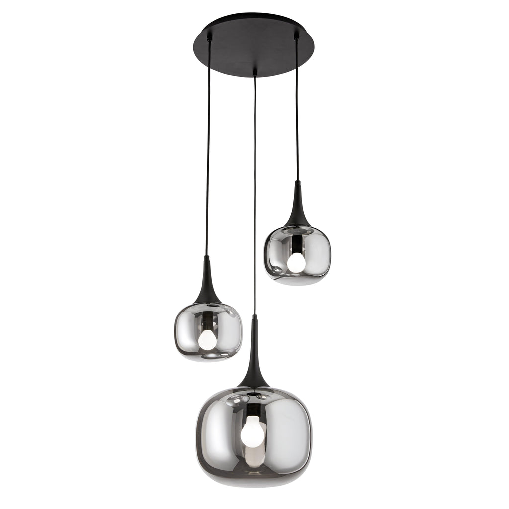 Sospensione JAIPUR in metallo con tre diffusori in vetro - FT-FeelThe
