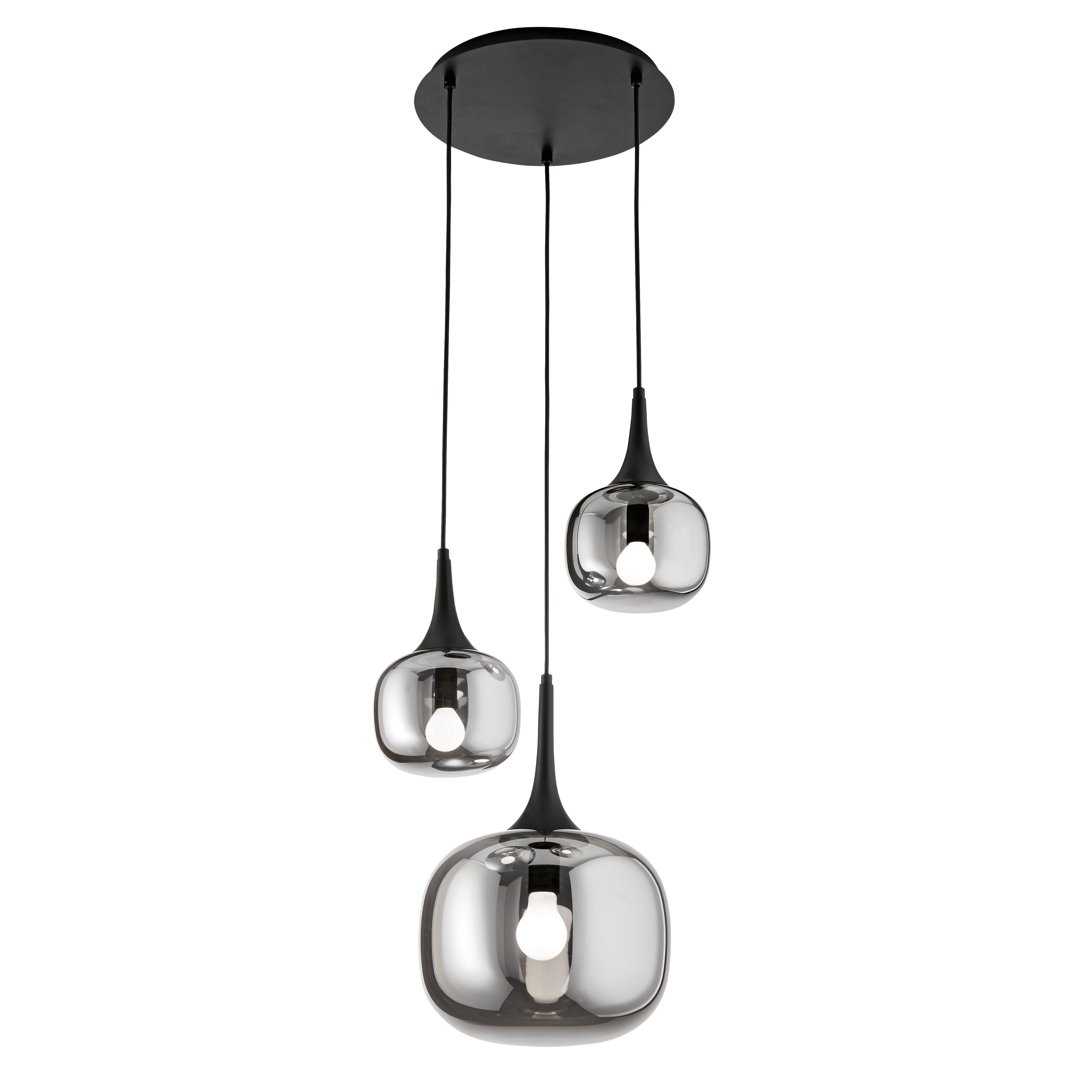 Sospensione JAIPUR in metallo con tre diffusori in vetro - FT-FeelThe