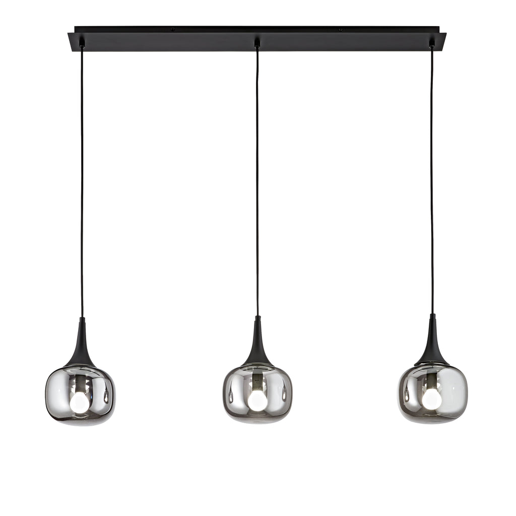 Sospensione lineare JAIPUR in metallo con tre diffusori in vetro - FT-FeelThe