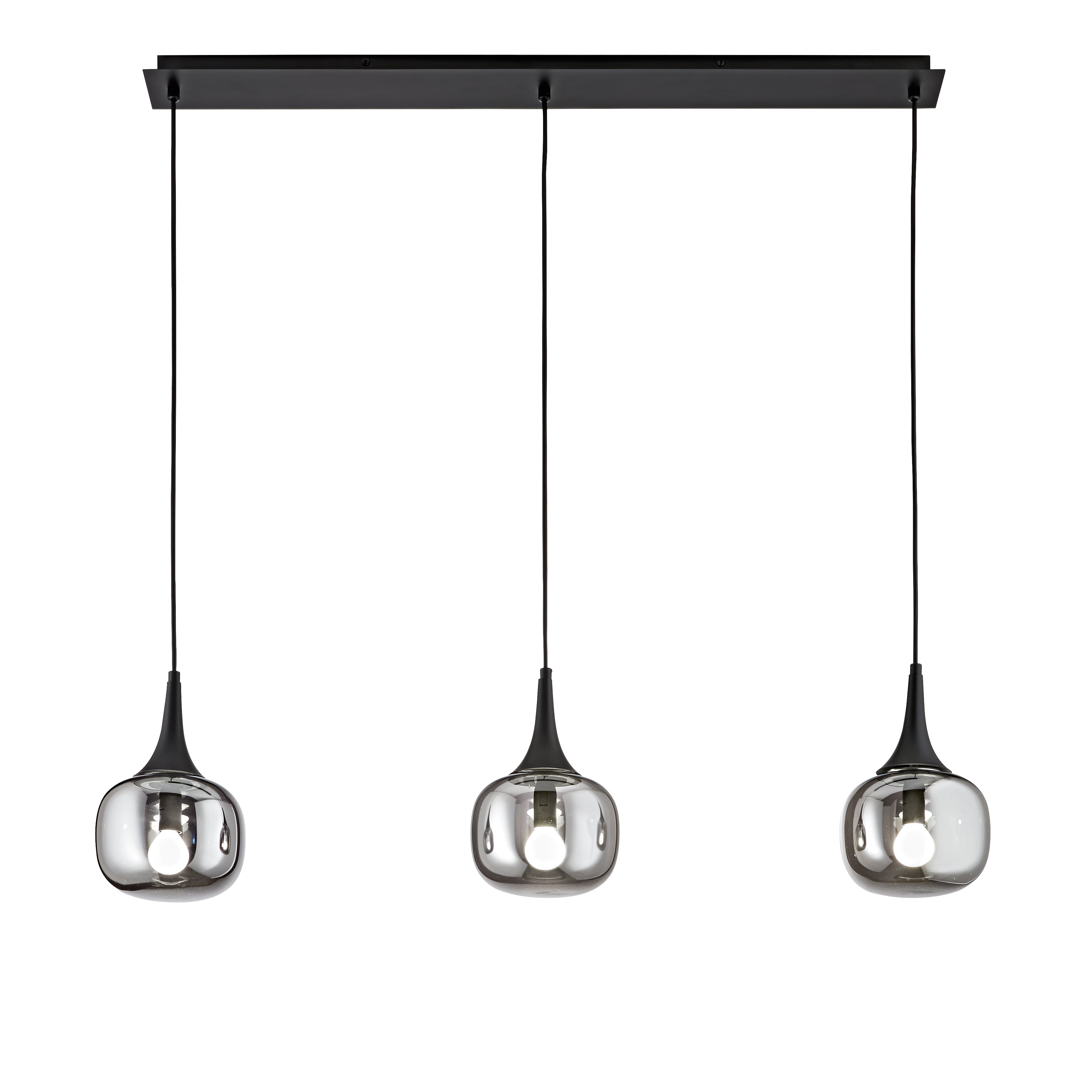 Sospensione lineare JAIPUR in metallo con tre diffusori in vetro - FT-FeelThe