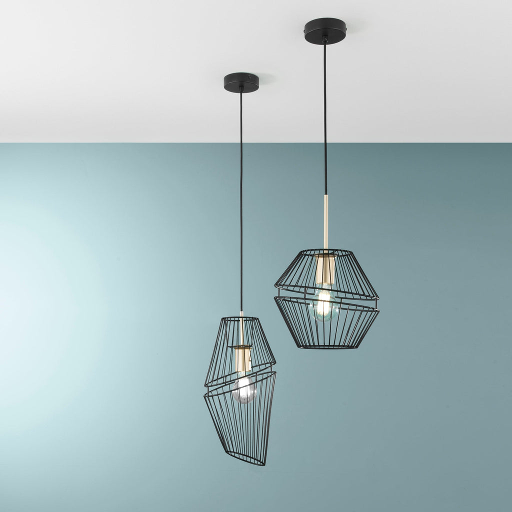 Lampadario a sospensione KIKO in metallo nero e oro - FT-FeelThe