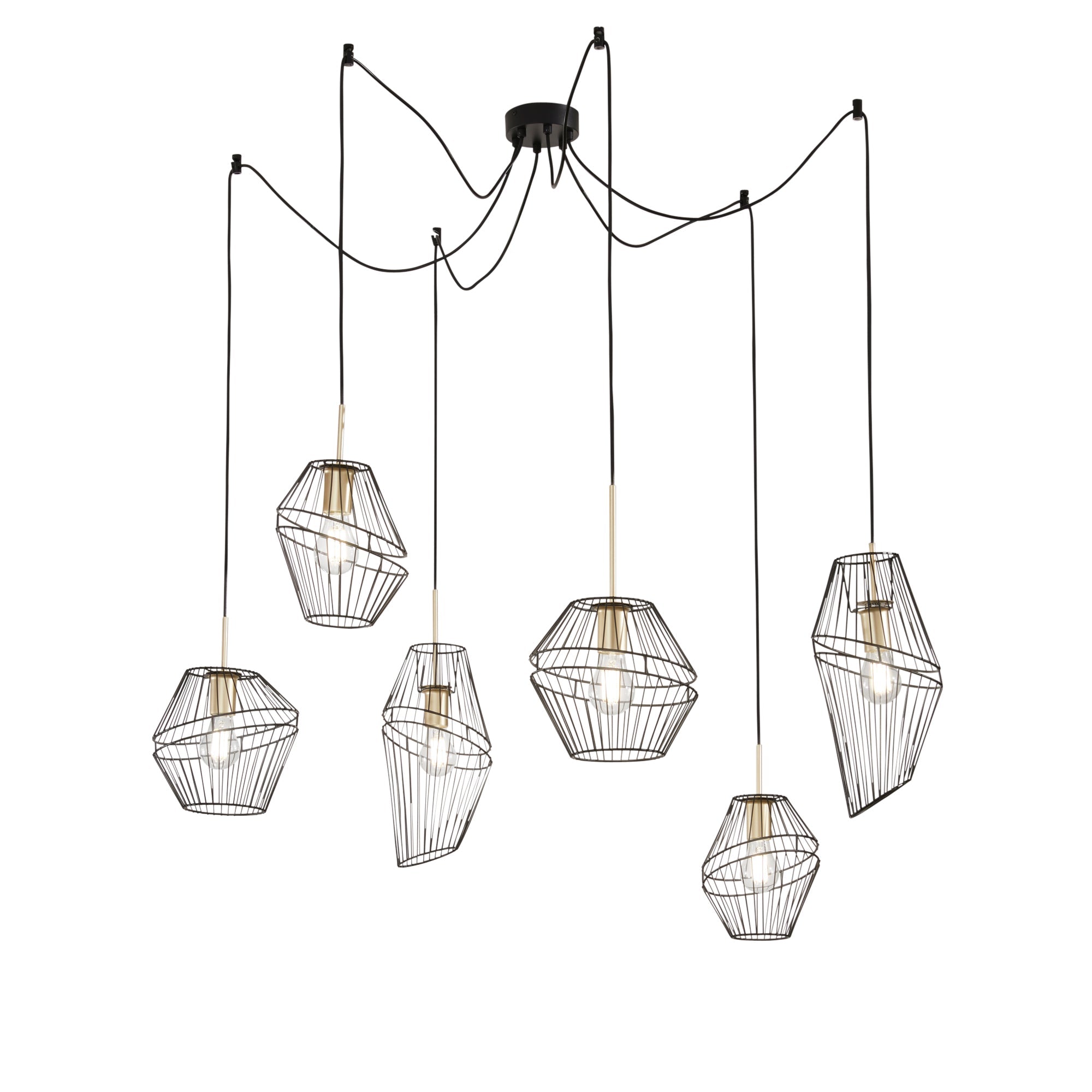 Lampadario a sospensione KIKO a sei luci in metallo nero e oro - FT-FeelThe
