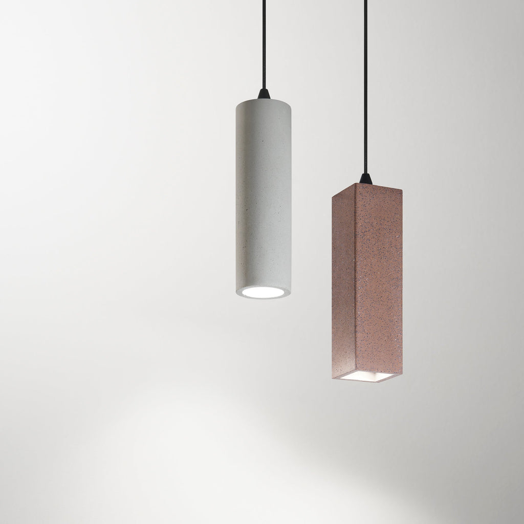 Lampadario a sospensione Kruk con struttura tubolare in cemento naturale (1XGU10) - FT-FeelThe