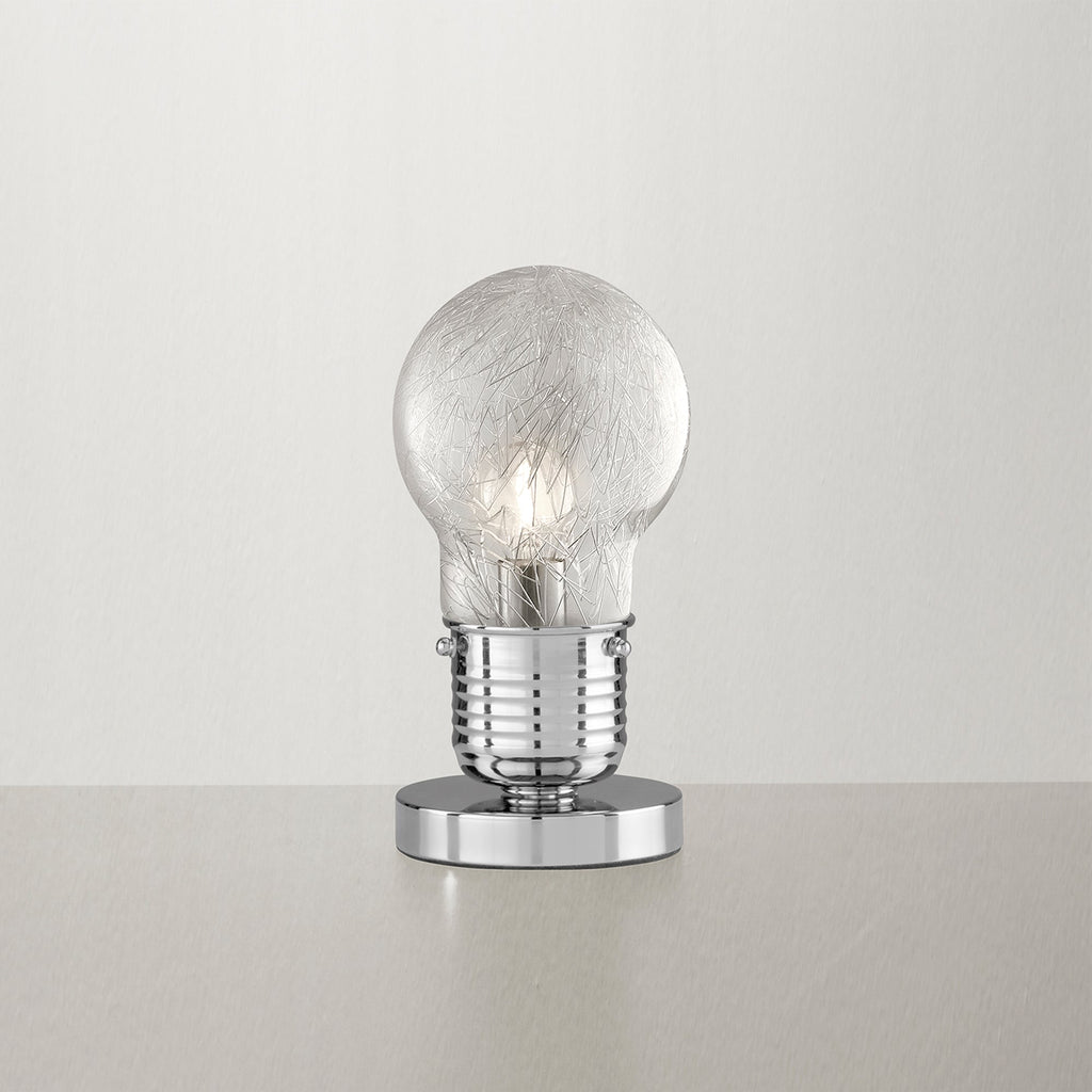 Lampada da tavolo collezione LAMPADINA in vetro con decoro interno con fili in alluminio - FT-FeelThe