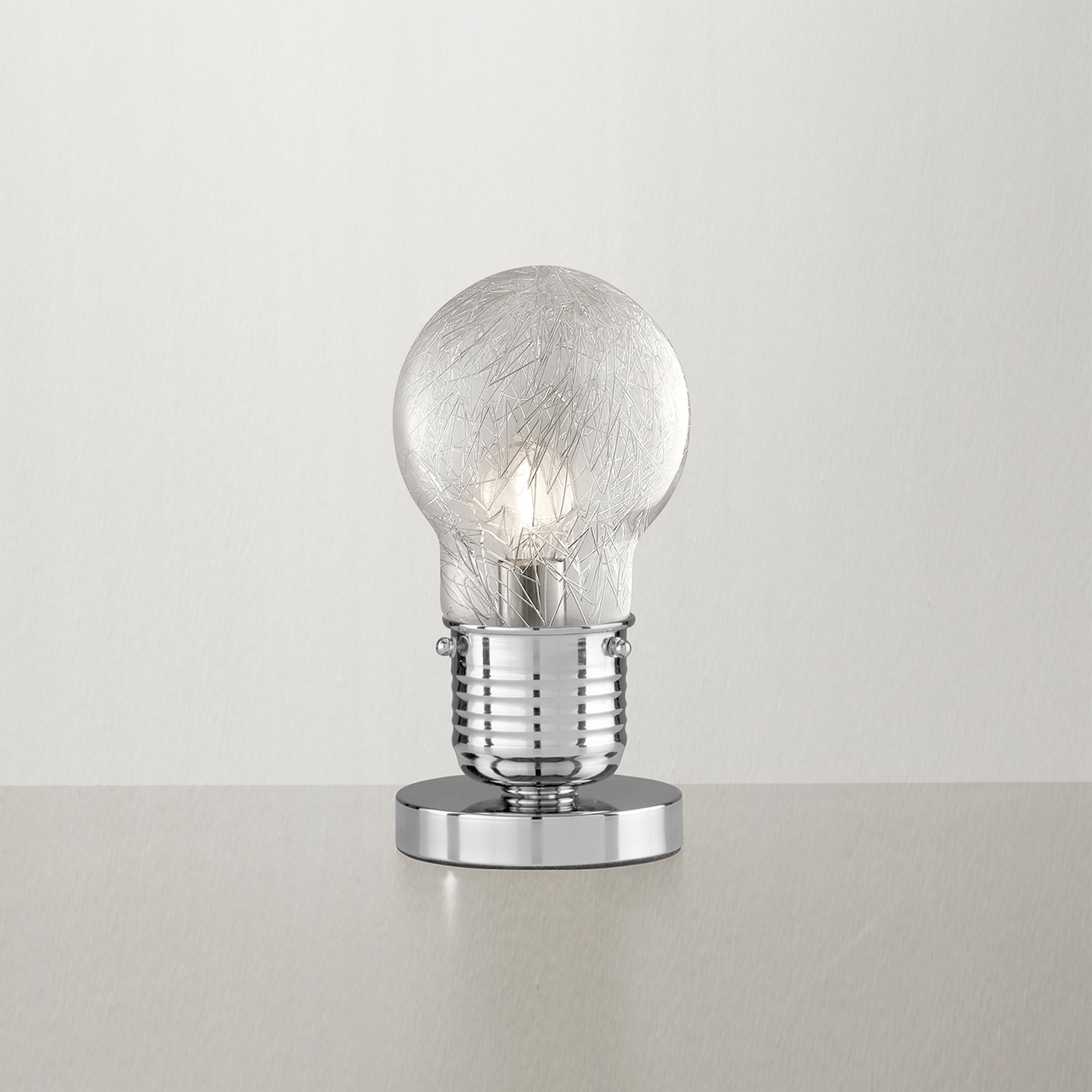 Lampada da tavolo collezione LAMPADINA in vetro con decoro interno con fili in alluminio - FT-FeelThe
