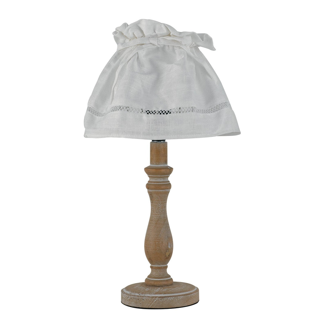 Lampada da tavolo LULLABY in legno naturale e paralume in tessuto - FT-FeelThe