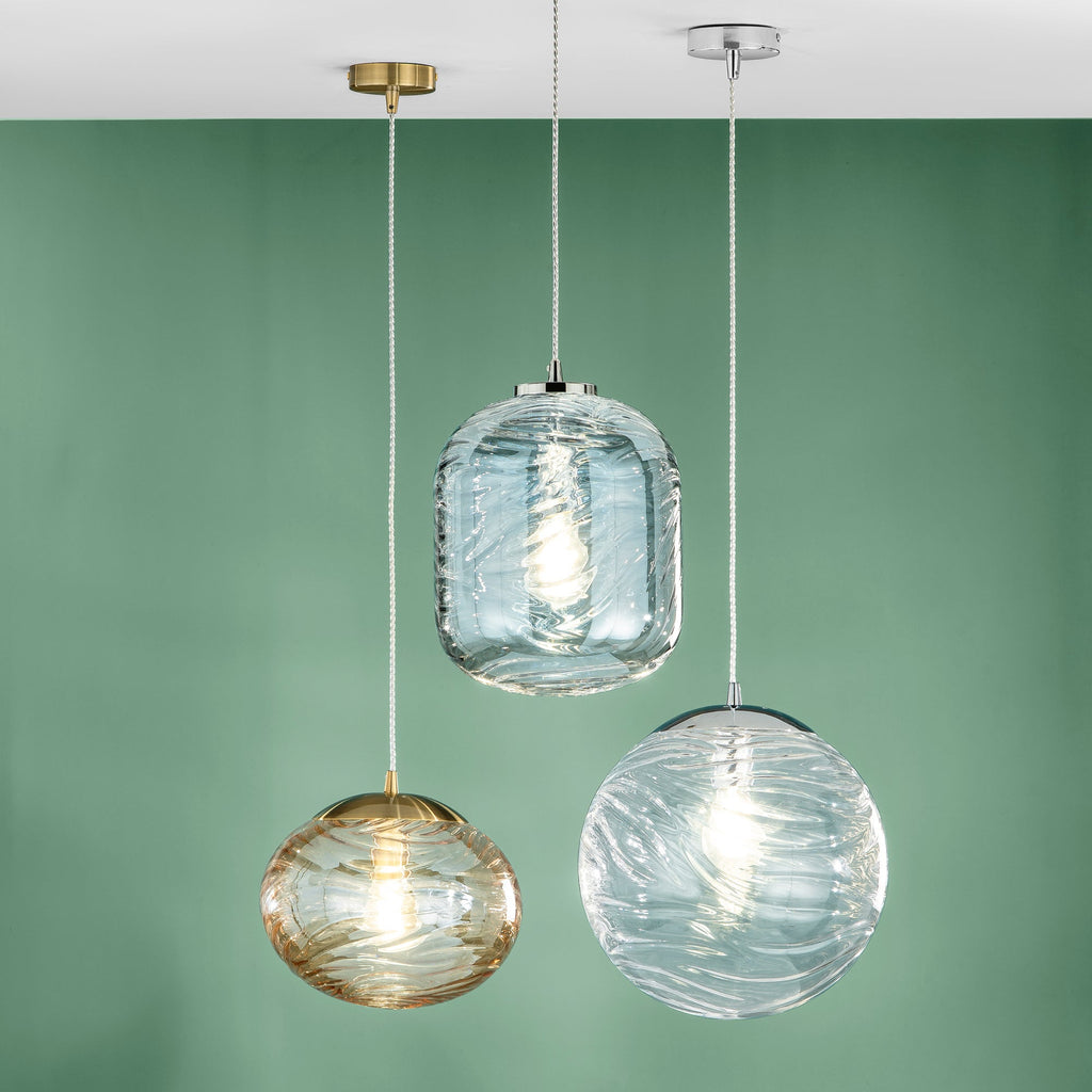 Lampadario a sospensione NEREIDE, disponibile in blu, champagne o trasparente - FT-FeelThe