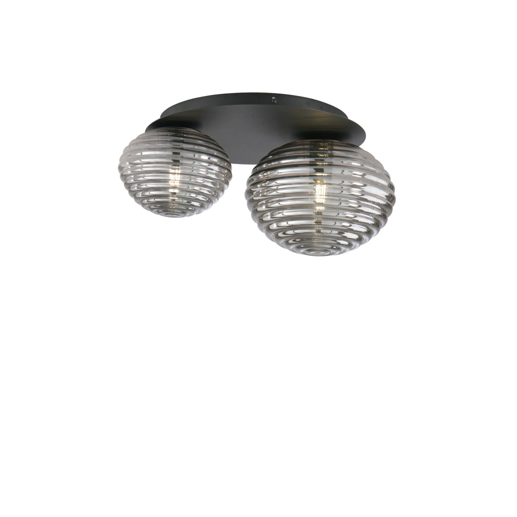 Plafoniera RIPPLE in metallo con due diffusori in vetro - FT-FeelThe