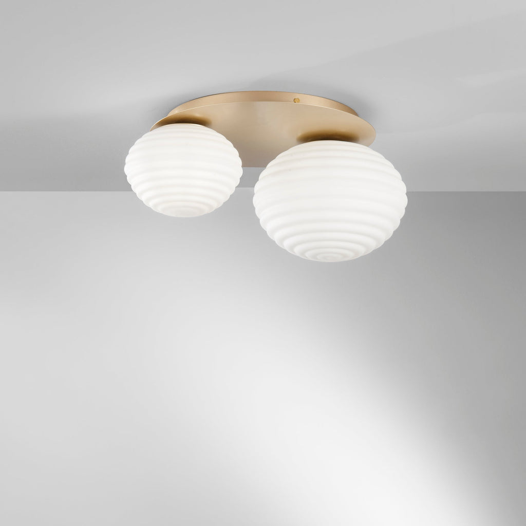 Plafoniera RIPPLE in metallo con due diffusori in vetro - FT-FeelThe