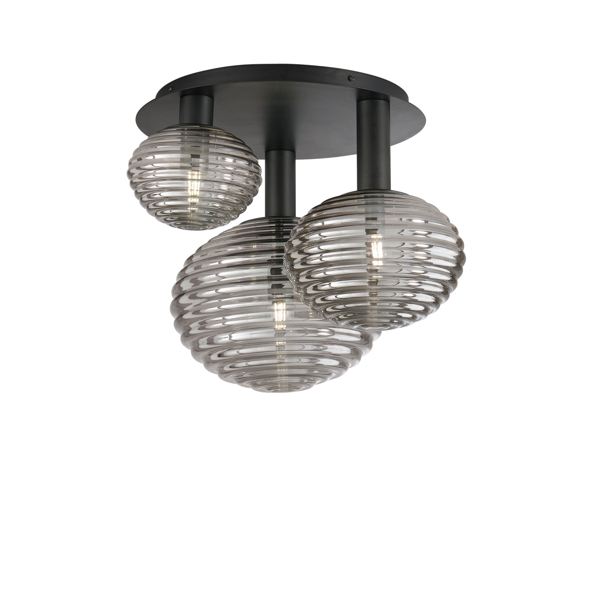 Plafoniera RIPPLE in metallo con tre diffusori in vetro - FT-FeelThe