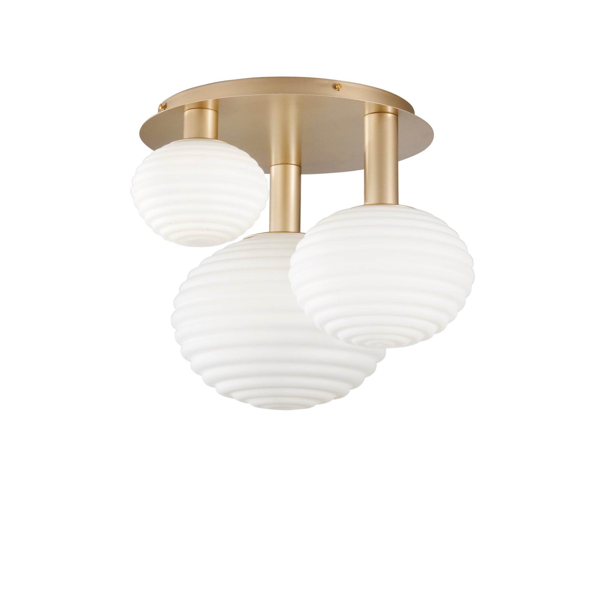 Plafoniera RIPPLE in metallo con tre diffusori in vetro - FT-FeelThe