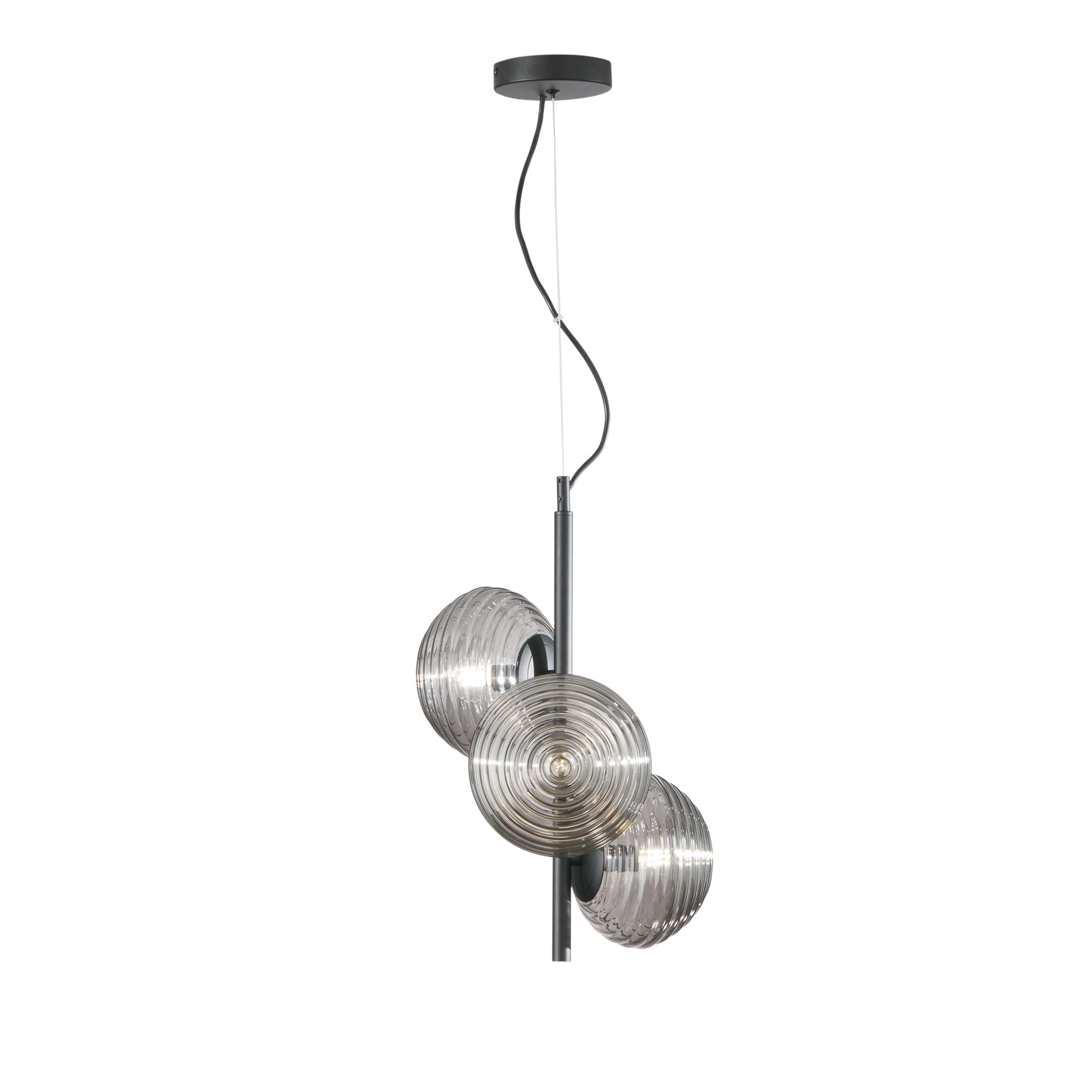 Sospensione RIPPLE in metallo con tre diffusori in vetro - FT-FeelThe