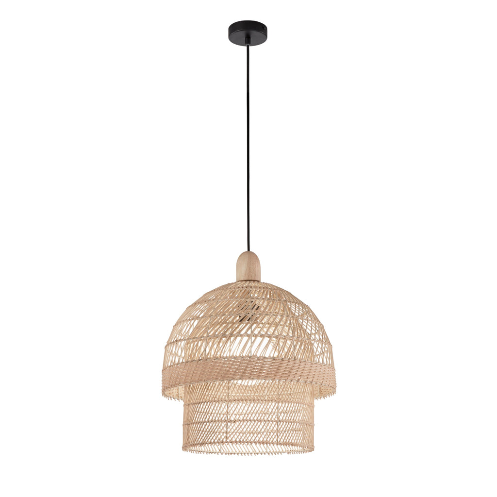 SIBILLA pendant lamp with double rattan lampshade and E27 socket 
