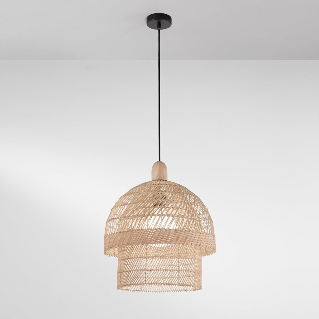 SIBILLA pendant lamp with double rattan lampshade and E27 socket 