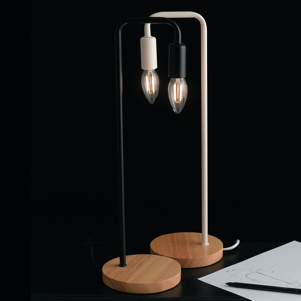 Lampada da tavolo SUSHI in metallo con base in legno naturale - FT-FeelThe