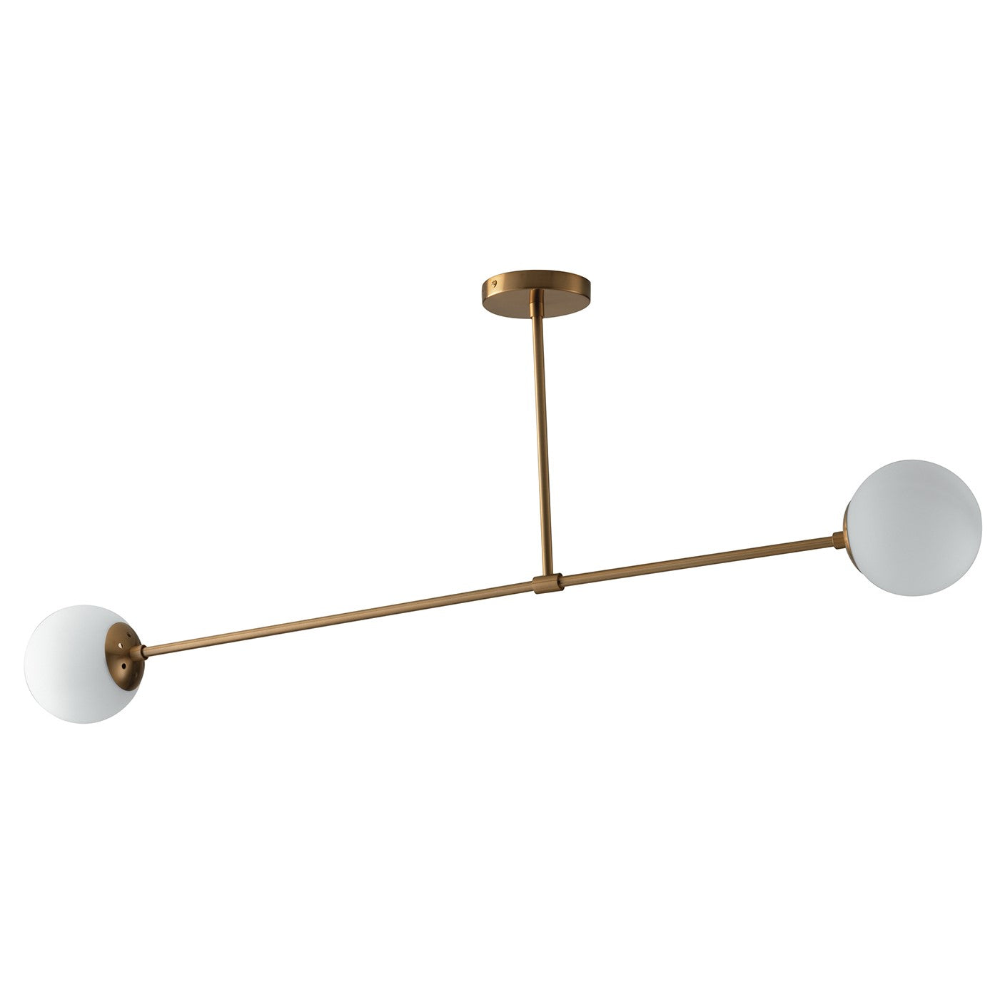 Lampadario a sospensione Themys in metallo oro satinato e due diffusori in vetro soffiato opale (2XE14) - FT-FeelThe