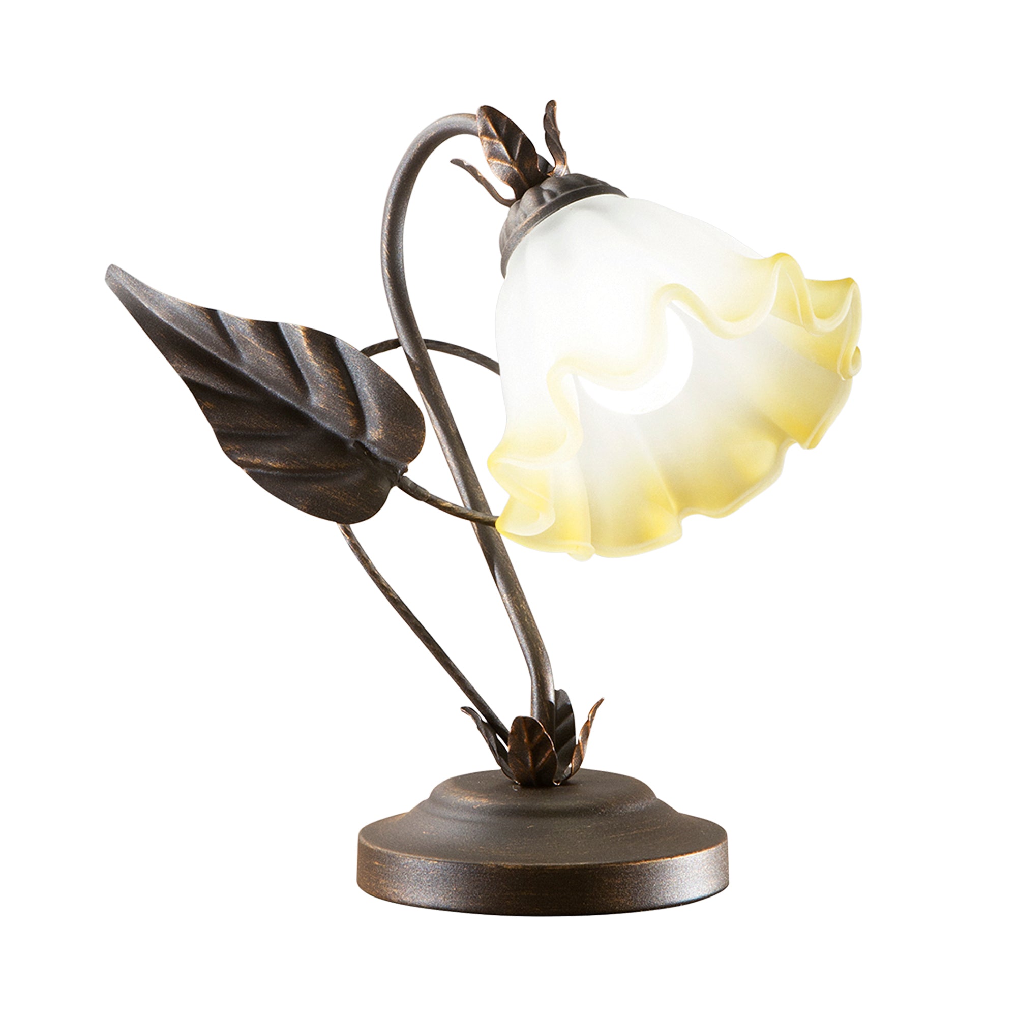 Lampada da tavolo TRISTANO in metallo marrone con diffusore in vetro 29 cm. - FT-FeelThe