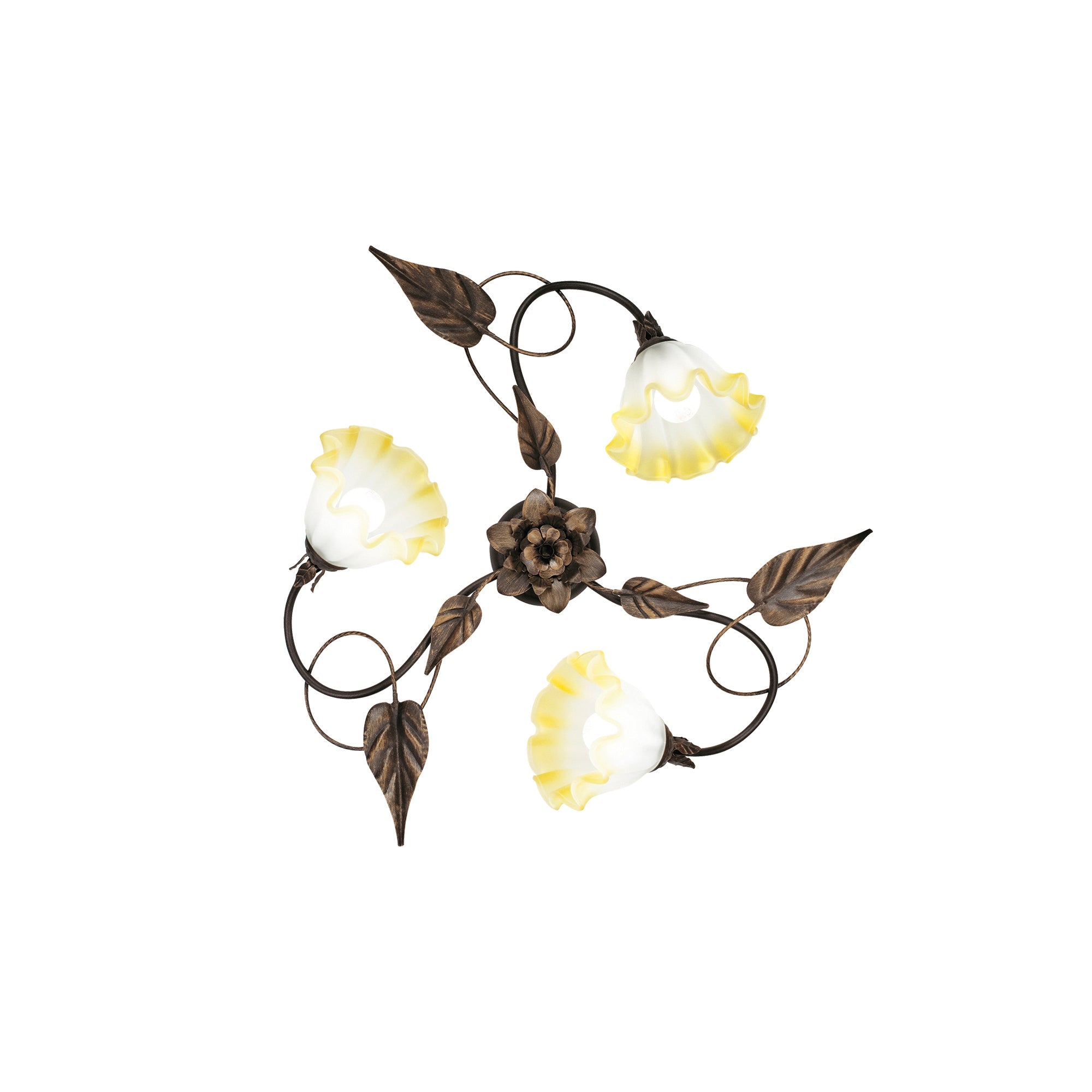 Plafoniera TRISTANO in metallo marrone con diffusori in vetro - FT-FeelThe