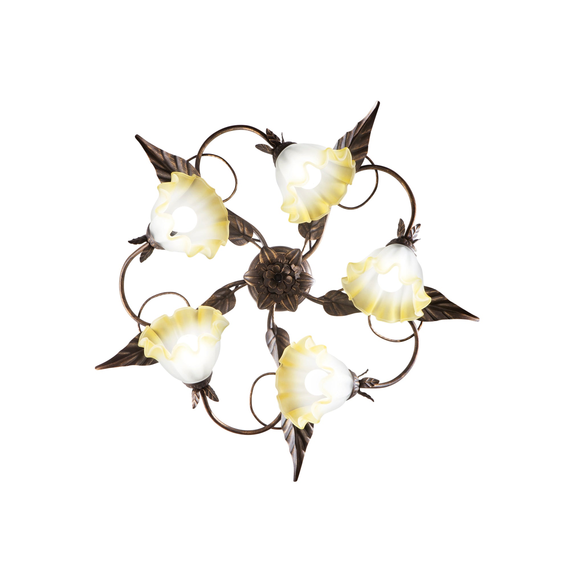 Plafoniera TRISTANO in metallo marrone con diffusori in vetro - FT-FeelThe